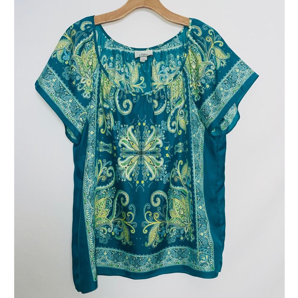 Ann Taylor Loft Handkerchief Print Top - Women's Size L -‎ Soft & Silky Material
